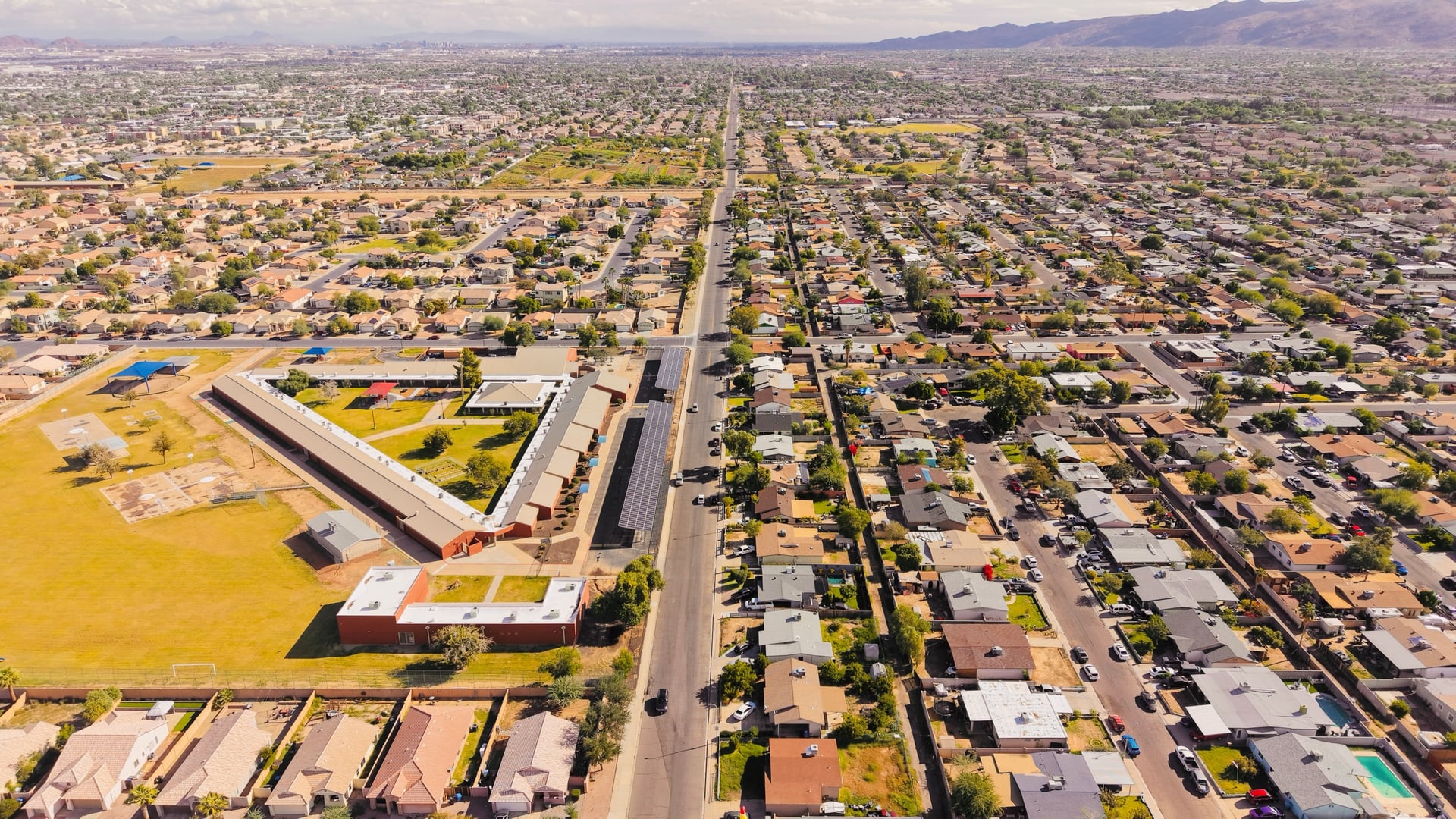 Aerial view of an Arizona residential neighborhood